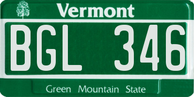 VT license plate BGL346
