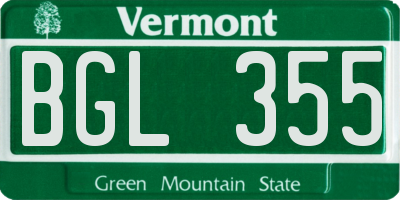 VT license plate BGL355