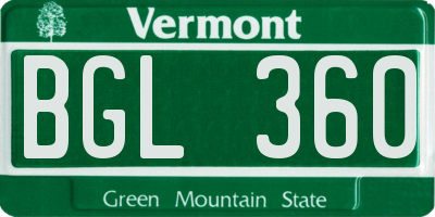 VT license plate BGL360