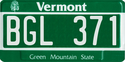 VT license plate BGL371