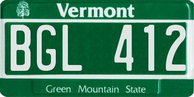 VT license plate BGL412