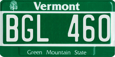 VT license plate BGL460