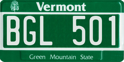 VT license plate BGL501