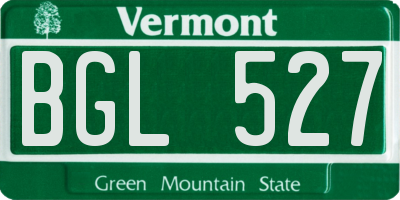 VT license plate BGL527