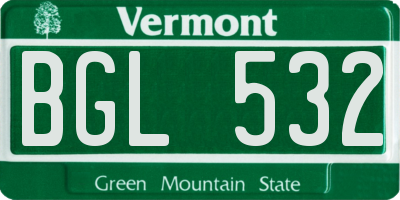 VT license plate BGL532