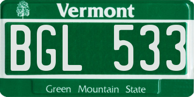 VT license plate BGL533