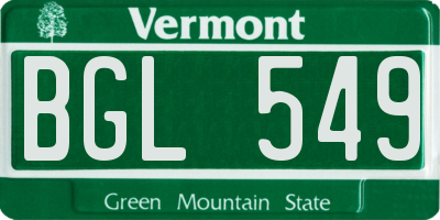 VT license plate BGL549