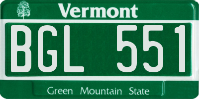 VT license plate BGL551