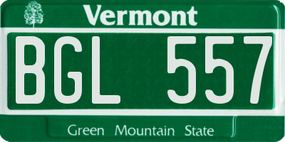 VT license plate BGL557