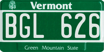 VT license plate BGL626