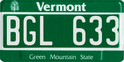 VT license plate BGL633