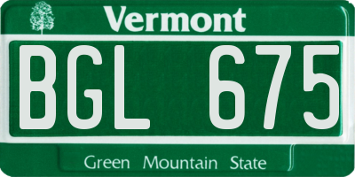 VT license plate BGL675
