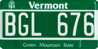 VT license plate BGL676