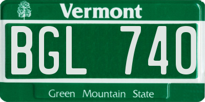 VT license plate BGL740