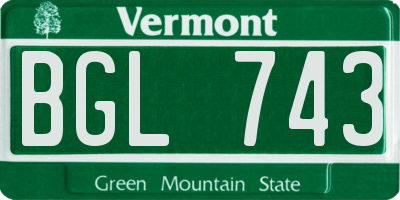 VT license plate BGL743
