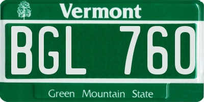 VT license plate BGL760