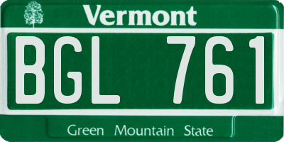 VT license plate BGL761