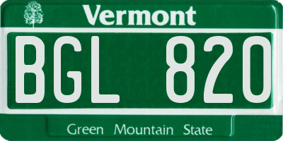 VT license plate BGL820