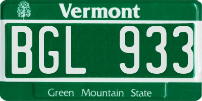 VT license plate BGL933