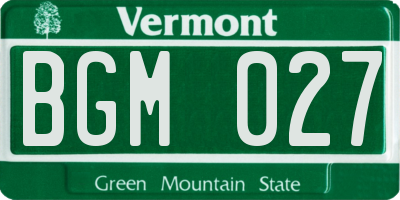VT license plate BGM027
