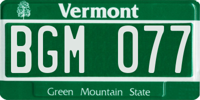 VT license plate BGM077
