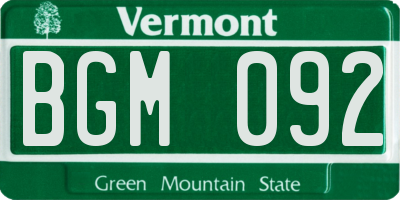 VT license plate BGM092