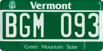 VT license plate BGM093