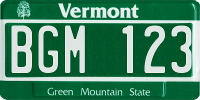 VT license plate BGM123