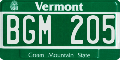 VT license plate BGM205