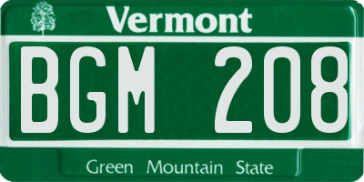 VT license plate BGM208