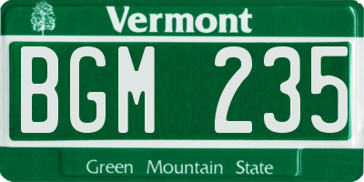 VT license plate BGM235