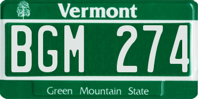 VT license plate BGM274