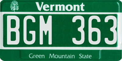 VT license plate BGM363