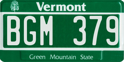 VT license plate BGM379