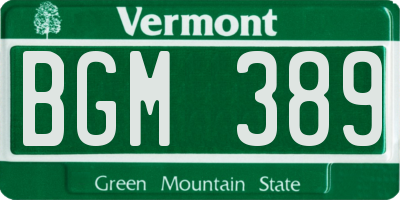 VT license plate BGM389