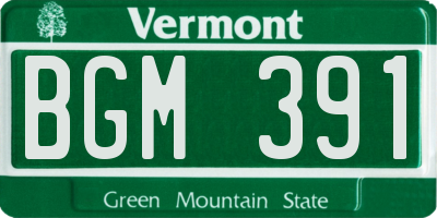 VT license plate BGM391