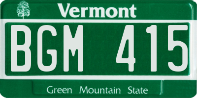 VT license plate BGM415