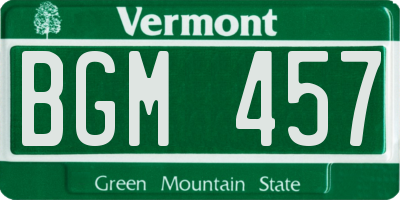 VT license plate BGM457
