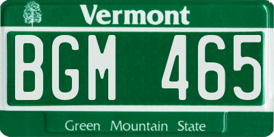VT license plate BGM465