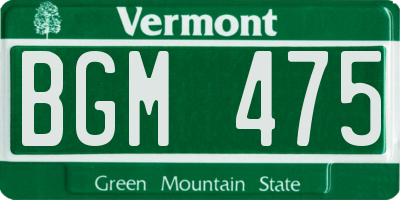 VT license plate BGM475