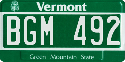 VT license plate BGM492