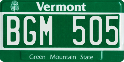 VT license plate BGM505