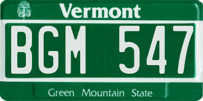 VT license plate BGM547