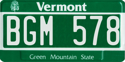 VT license plate BGM578