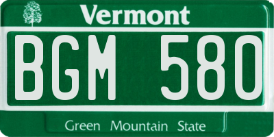 VT license plate BGM580