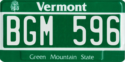 VT license plate BGM596