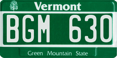 VT license plate BGM630