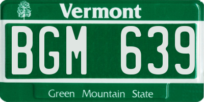 VT license plate BGM639