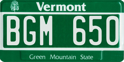 VT license plate BGM650