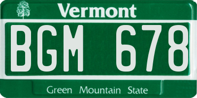 VT license plate BGM678